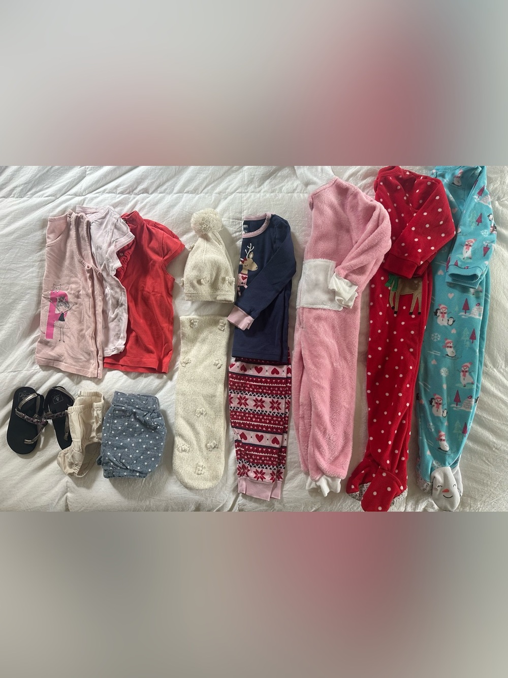 Janie and Jack Pink, Red, Navy, Cream, Aqua, Gray Kids Pajama Bundle 2T clothing